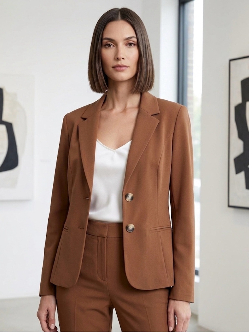 NWT BCX Brown Mocha Lined Button Blazer Jacket w/ Pockets Size S 4075D28